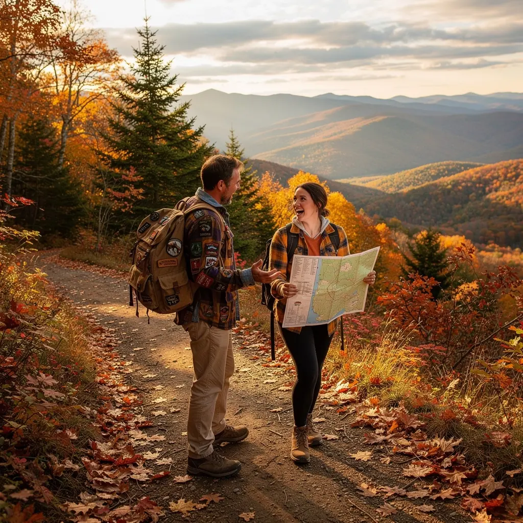 Дорожный знак, указывающий путь к известным природным достопримечательностям и паркам.